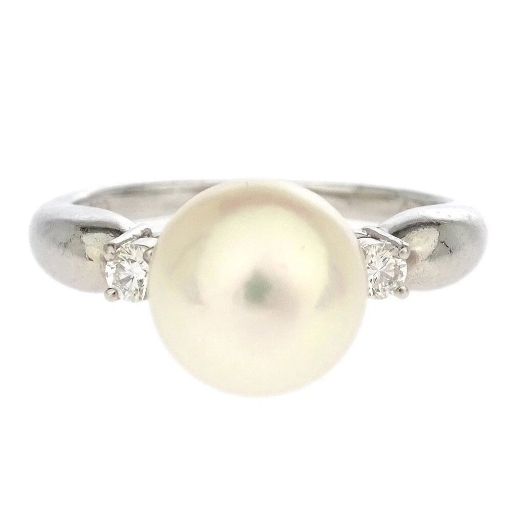 Tasaki Ring Pt900 Pearl Diamond Silver #49 125155